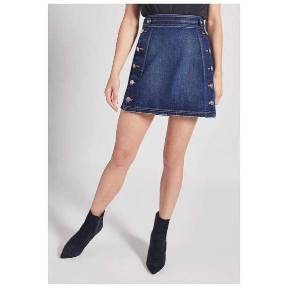 Current Elliott Ballast Denim Jean Mini Skirt High Waisted Button Detail 28 - Picture 2 of 5